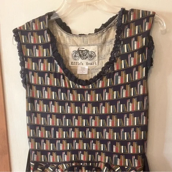 Effie's Heart Multicolored Bookshelf Print Dress - Picture 5 of 6